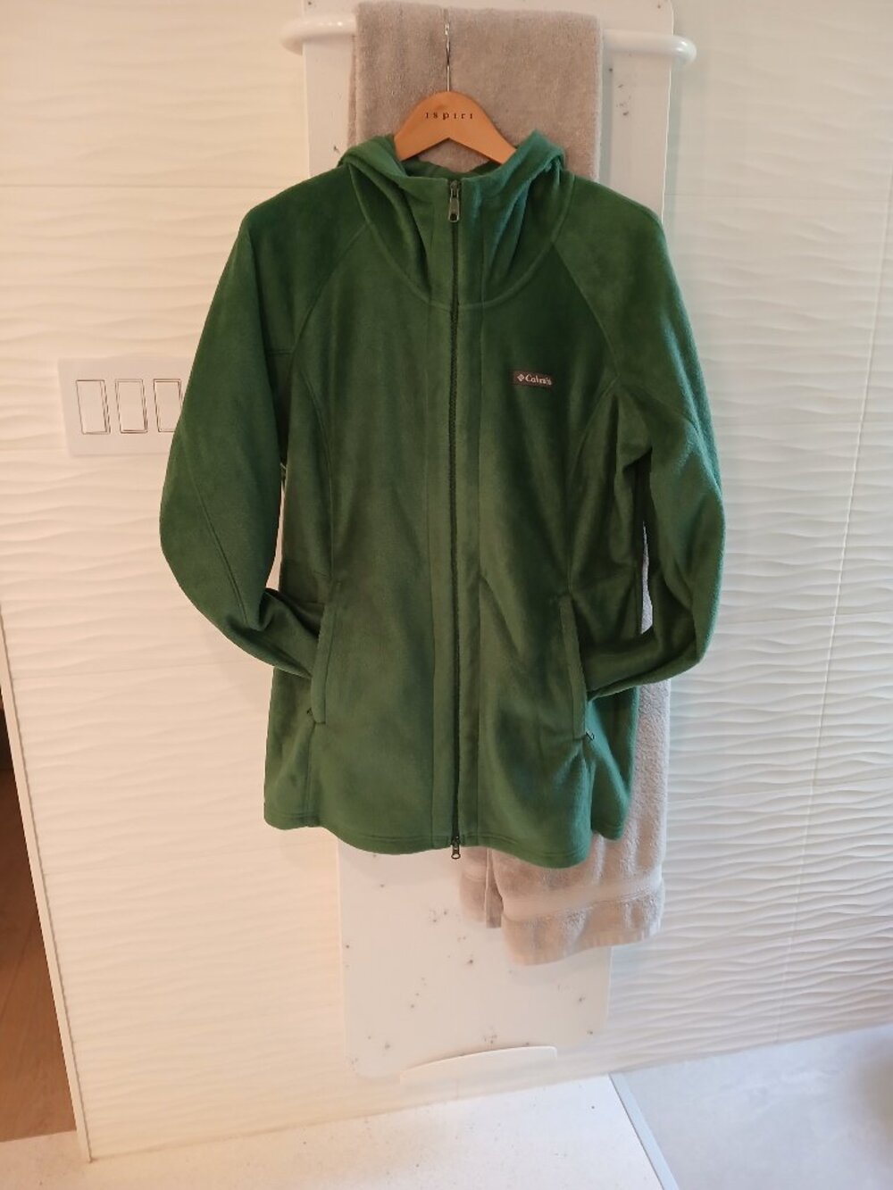 Long fleece hooded jacket